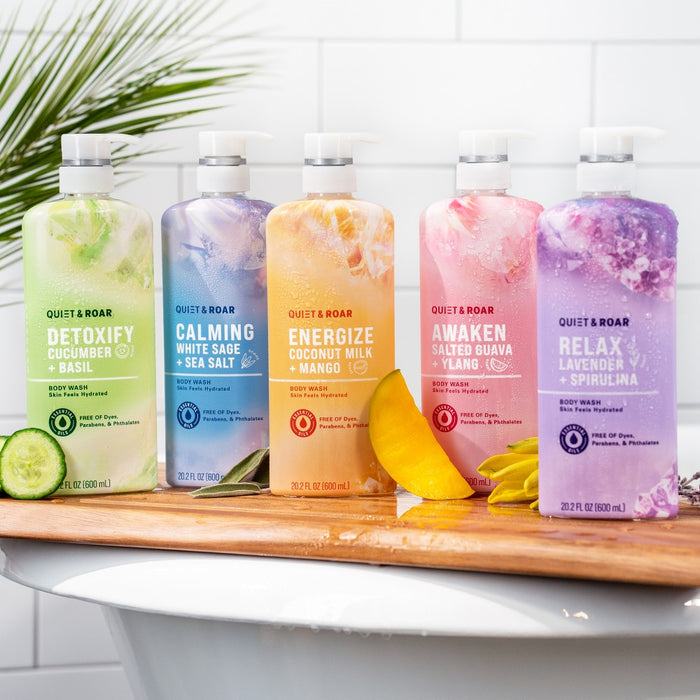 Quiet & Roar Detoxify Body Wash with Essential Oils - Cucumber/Basil - 20.2 fl oz