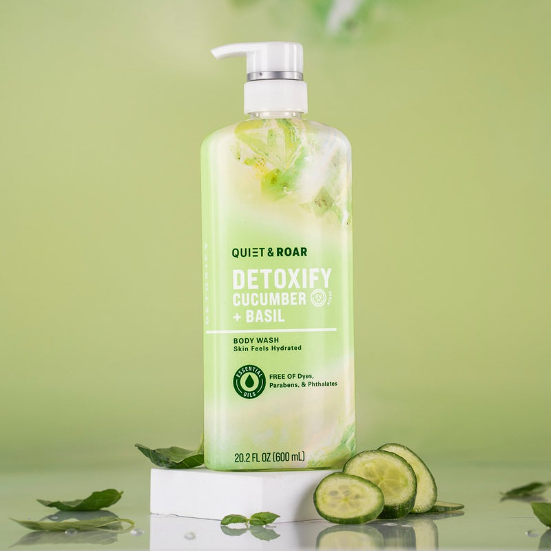 Quiet & Roar Detoxify Body Wash with Essential Oils - Cucumber/Basil - 20.2 fl oz