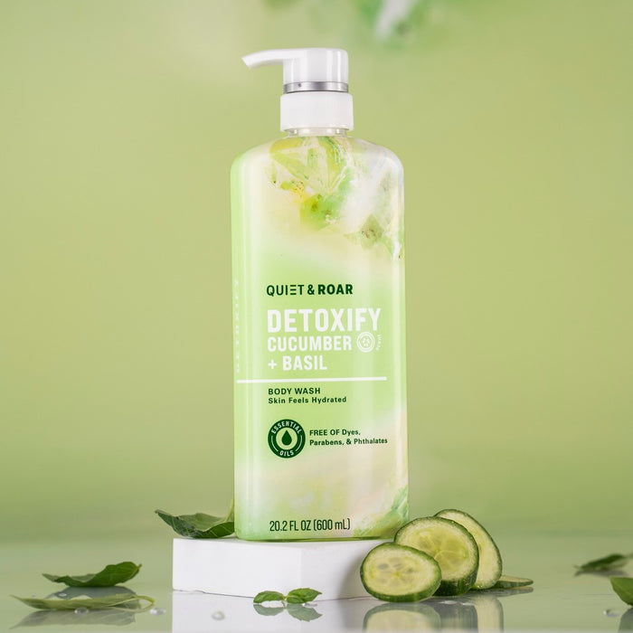 Quiet & Roar Detoxify Body Wash with Essential Oils - Cucumber/Basil - 20.2 fl oz