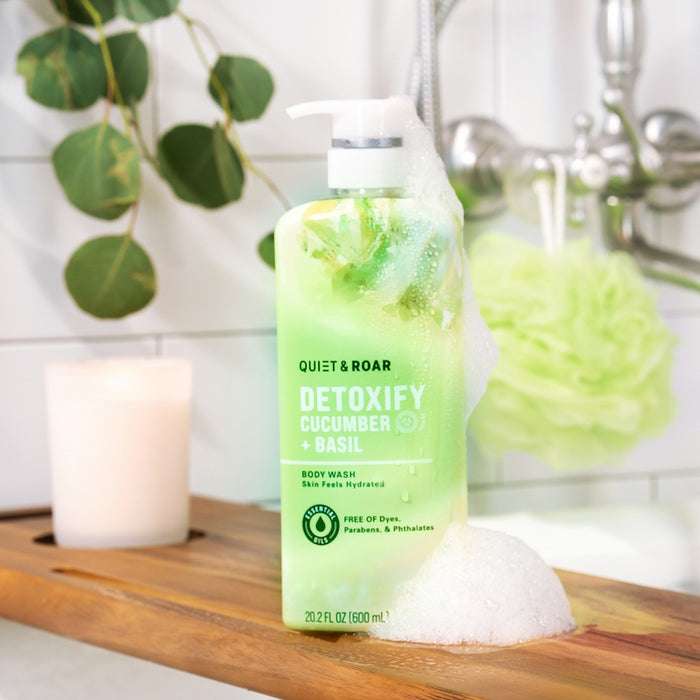 Quiet & Roar Detoxify Body Wash with Essential Oils - Cucumber/Basil - 20.2 fl oz