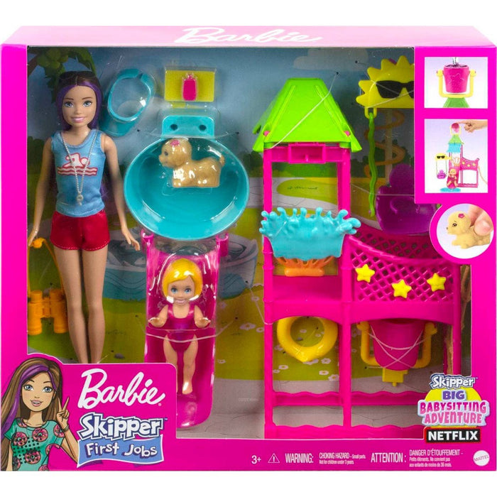 Barbie Skipper Doll and Waterpark Playset with Working Water Slide and Accessories First Jobs