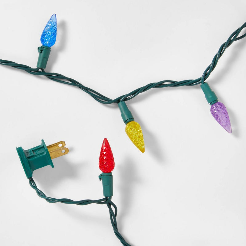 60ct LED C6 Faceted Christmas String Lights Multicolor with Green Wire - Wondershop