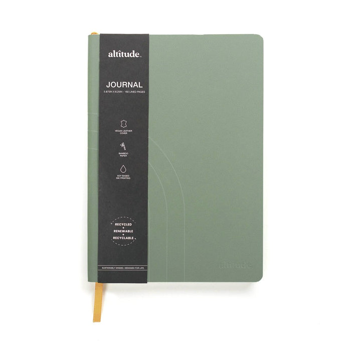 Altitude 80 Sheet College Ruled Journal 5.85"x8.25" Dark Sage Vegan Leather