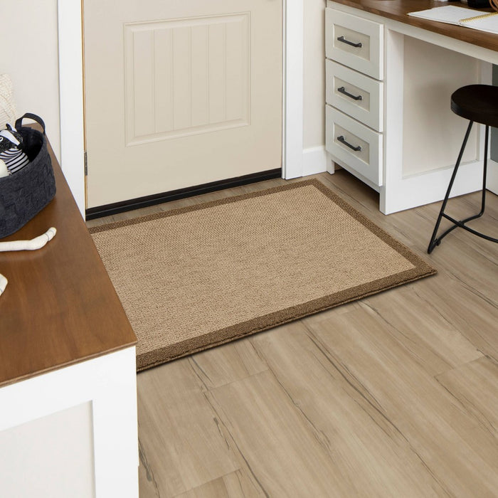 2'6"x3'10" Madison Border Washable Accent Rug Tan - Threshold