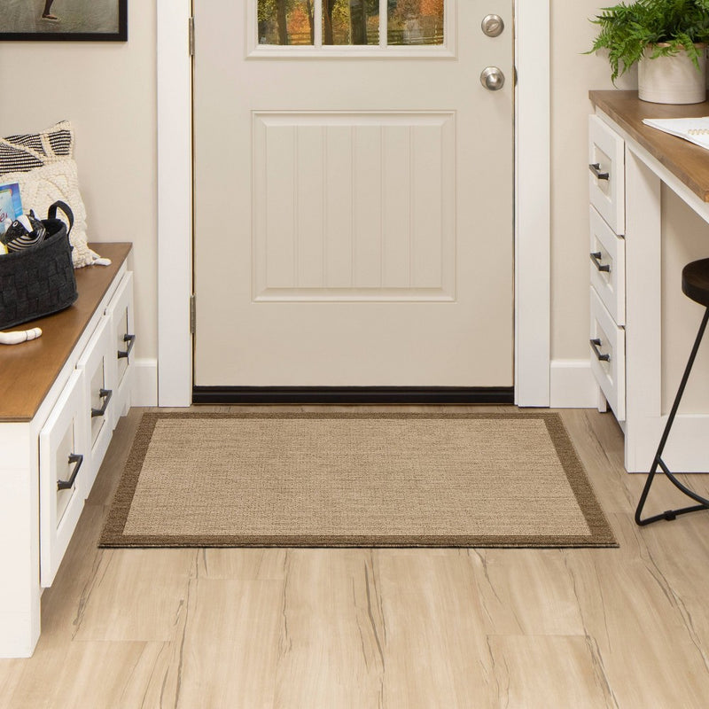 2'6"x3'10" Madison Border Washable Accent Rug Tan - Threshold (LOCAL PICKUP ONLY)