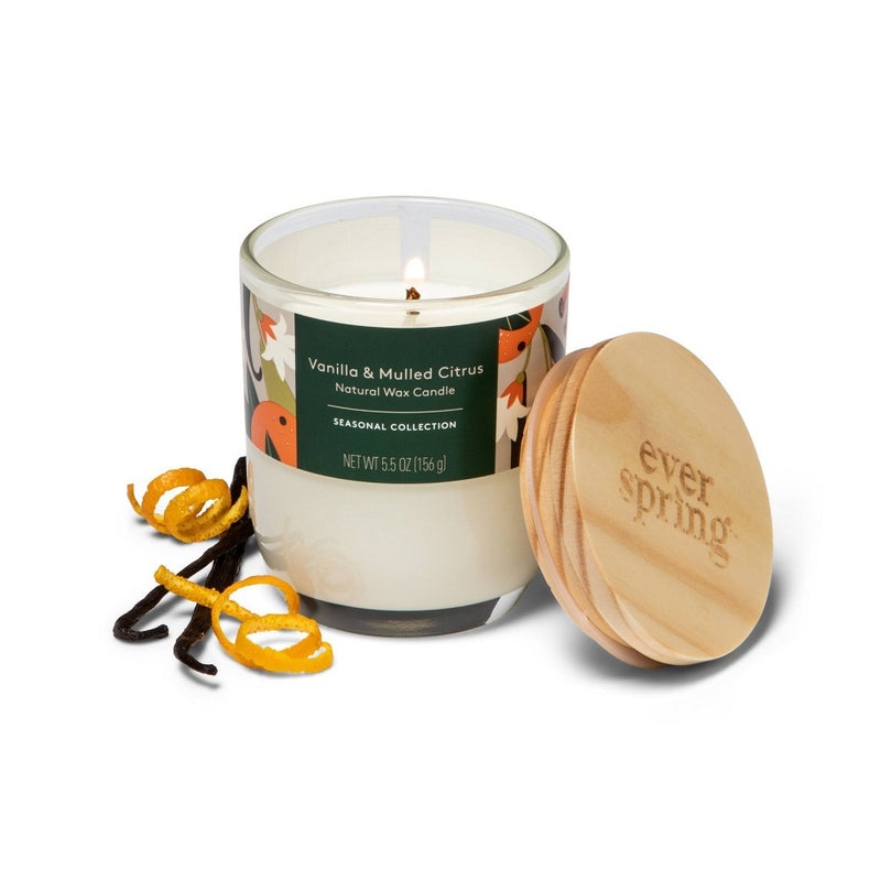 Fall & Winter Candle - Vanilla & Mulled Citrus - 5.5oz - Everspring