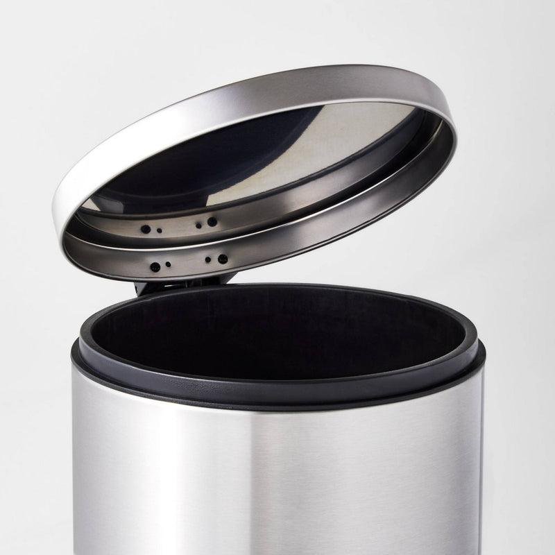 12L Round Step Trash Can Silver - Brightroom