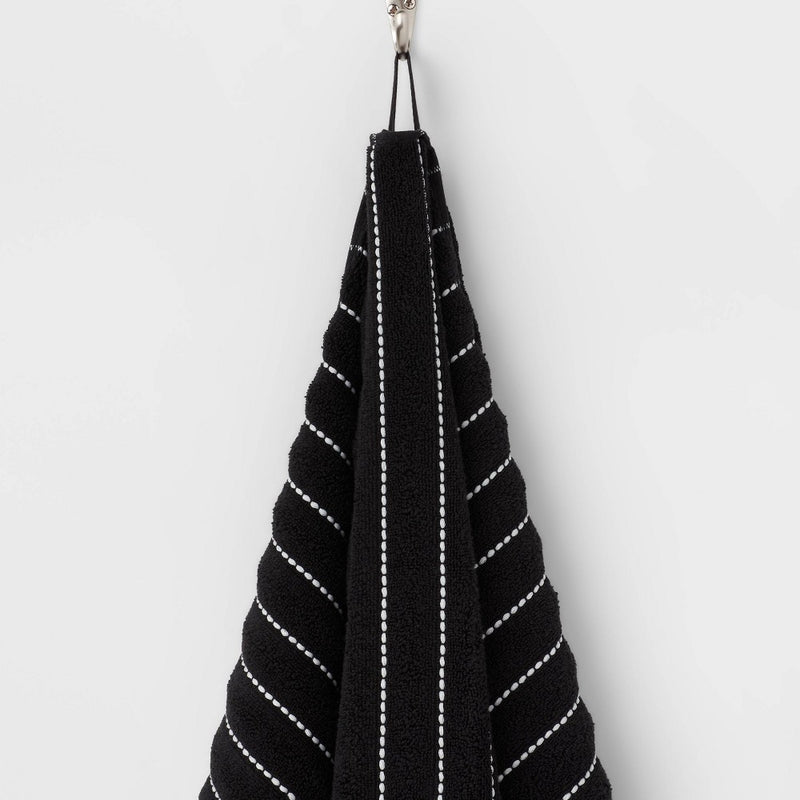 Performance Plus Oversized Bath Towel Black Striped - Threshold