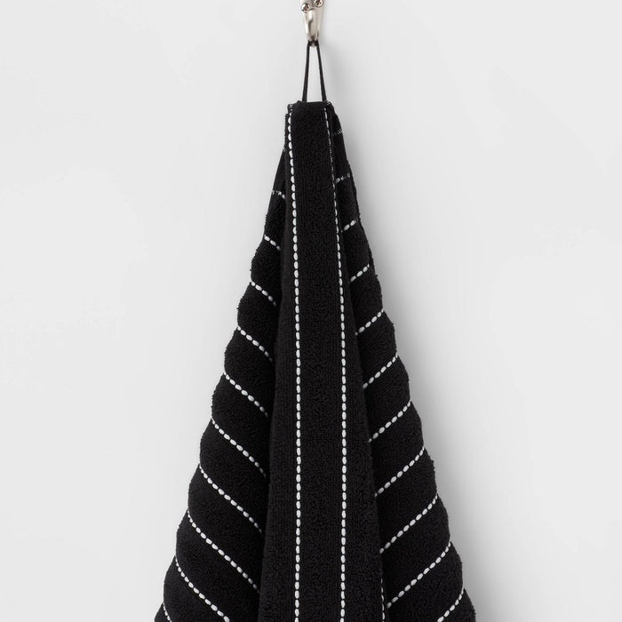 Performance Plus Oversized Bath Towel Black Striped - Threshold