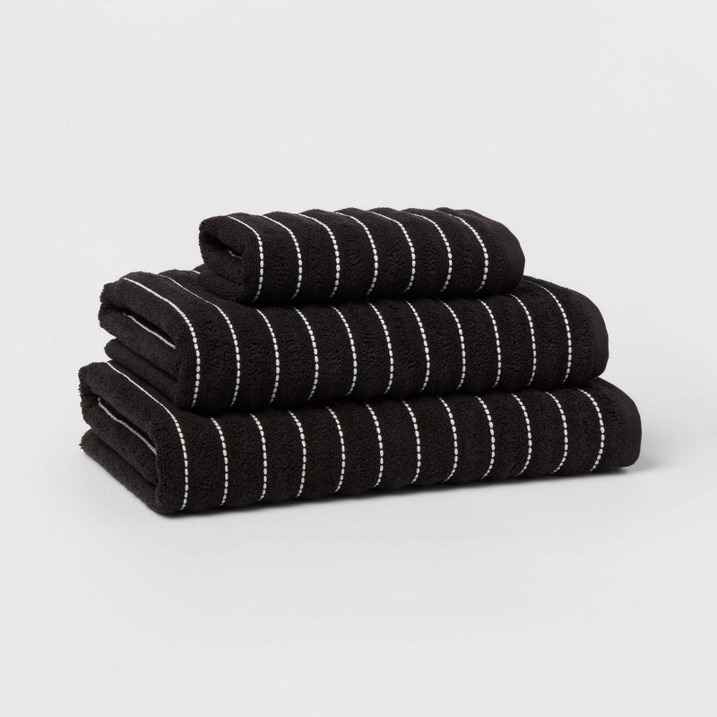 Performance Plus Oversized Bath Towel Black Striped - Threshold