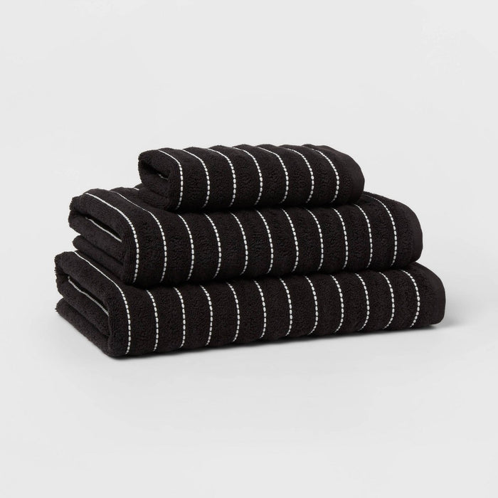 Performance Plus Oversized Bath Towel Black Striped - Threshold