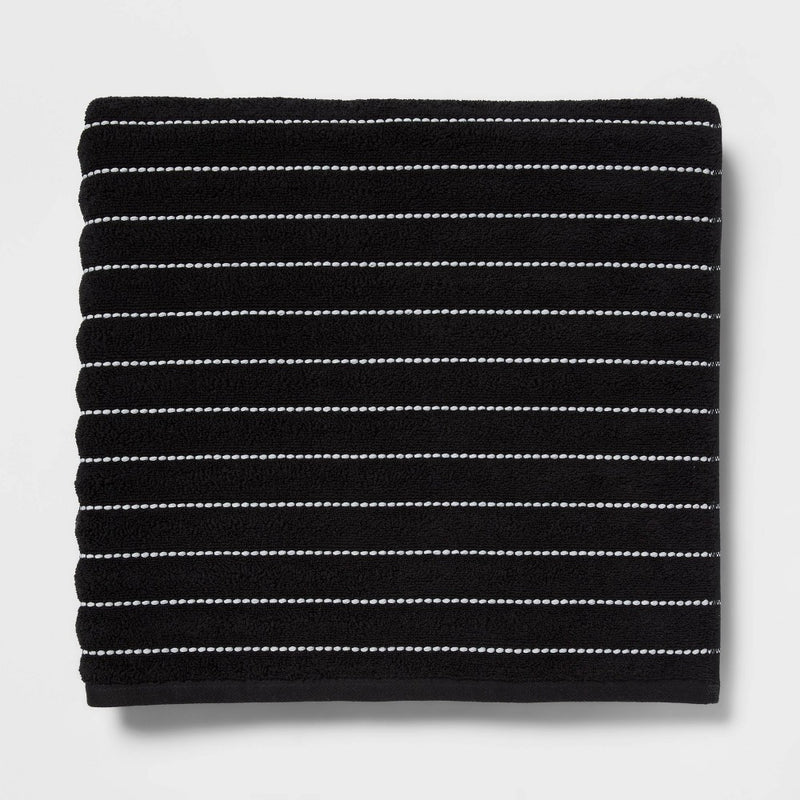 Performance Plus Oversized Bath Towel Black Striped - Threshold