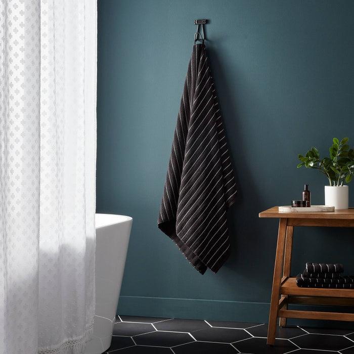 Performance Plus Oversized Bath Towel Black Striped - Threshold