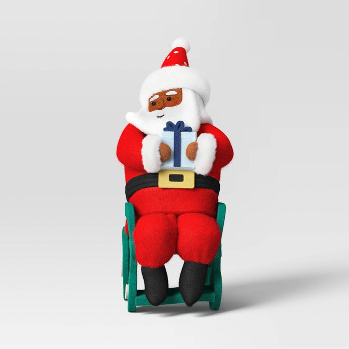 Santa Fabric Christmas Figurine in Wheelchair Holding Gift - Wondershop