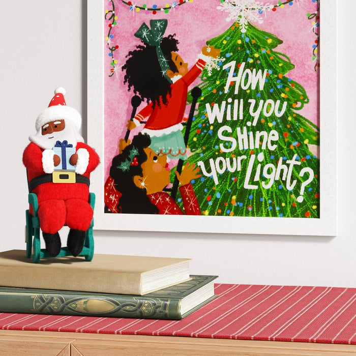 Santa Fabric Christmas Figurine in Wheelchair Holding Gift - Wondershop