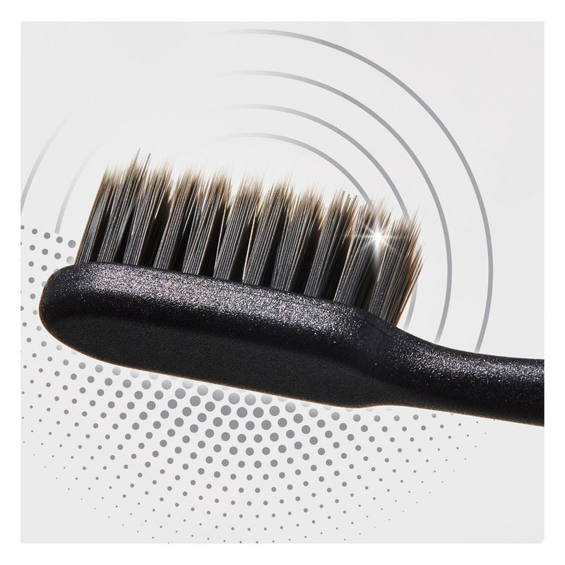 Colgate Charcoal Floss Tip Toothbrush with Metal Handle and 2 Replaceable Brush Heads - Extra Soft - Black