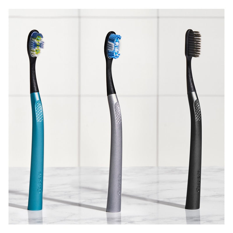 Colgate Charcoal Floss Tip Toothbrush with Metal Handle and 2 Replaceable Brush Heads - Extra Soft - Black