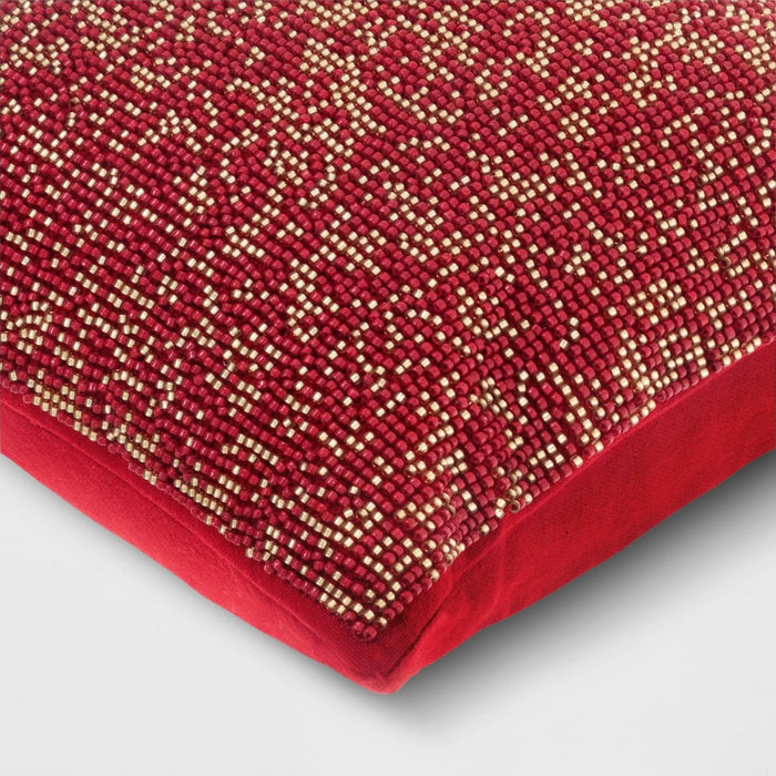 Mini Beaded Square Throw Pillow Ruby Red - Threshold