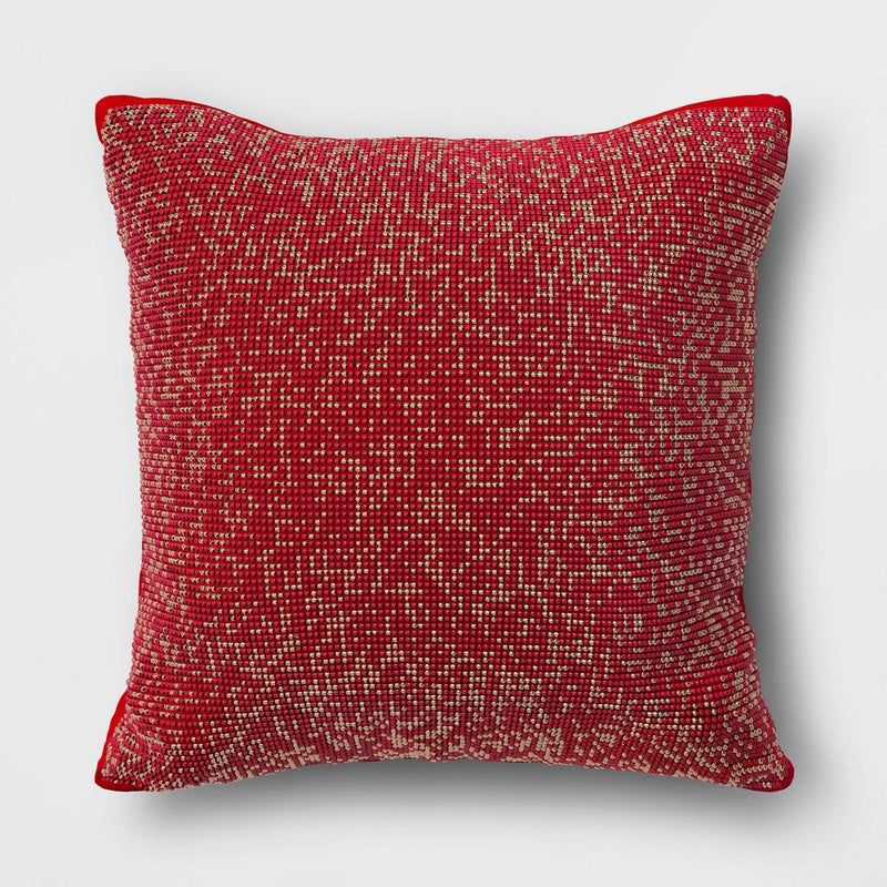 Mini Beaded Square Throw Pillow Ruby Red - Threshold