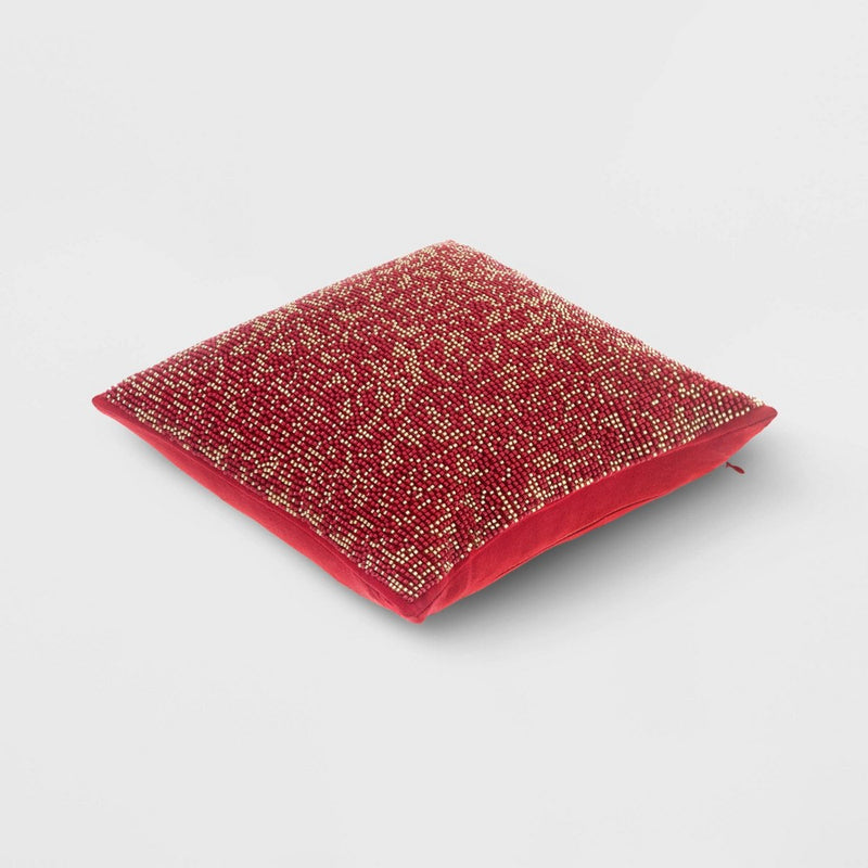 Mini Beaded Square Throw Pillow Ruby Red - Threshold