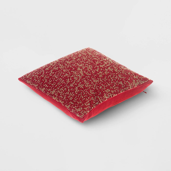 Mini Beaded Square Throw Pillow Ruby Red - Threshold