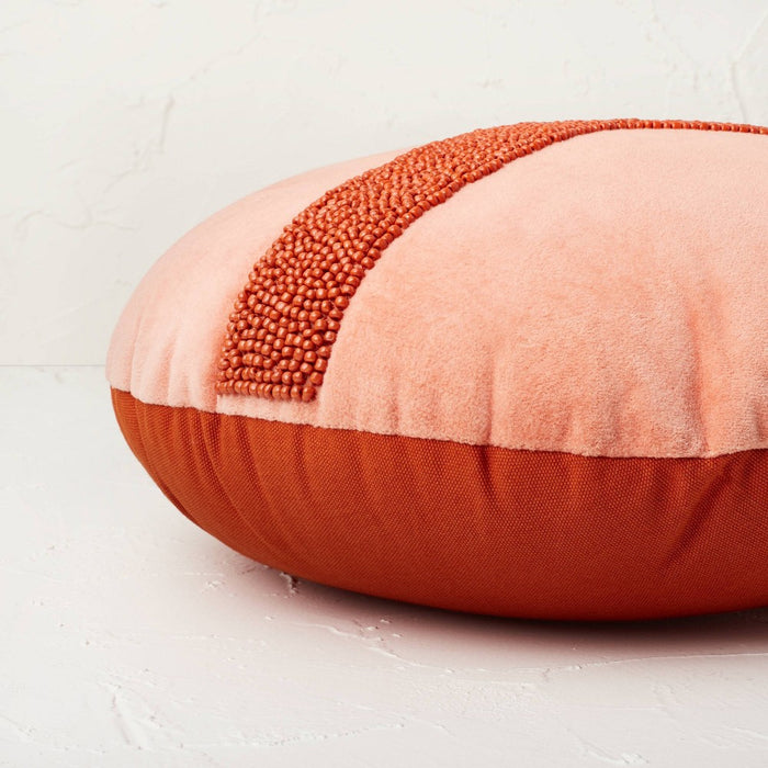 Beaded Peace Sign Round Throw Pillow Coral - Opalhouse designed with Jungalow