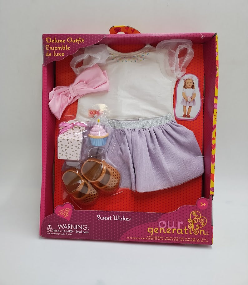 Our Generation Sweet Wishes Fashion Outfit with Cupcake for 18" Dolls