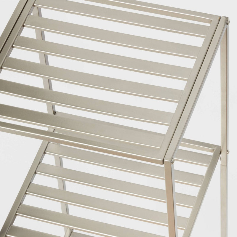 Short Bath Storage Tower Brushed Nickel Metal - Brightroom