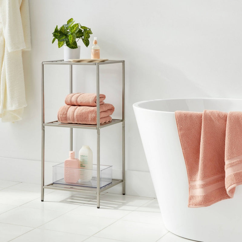 Short Bath Storage Tower Brushed Nickel Metal - Brightroom