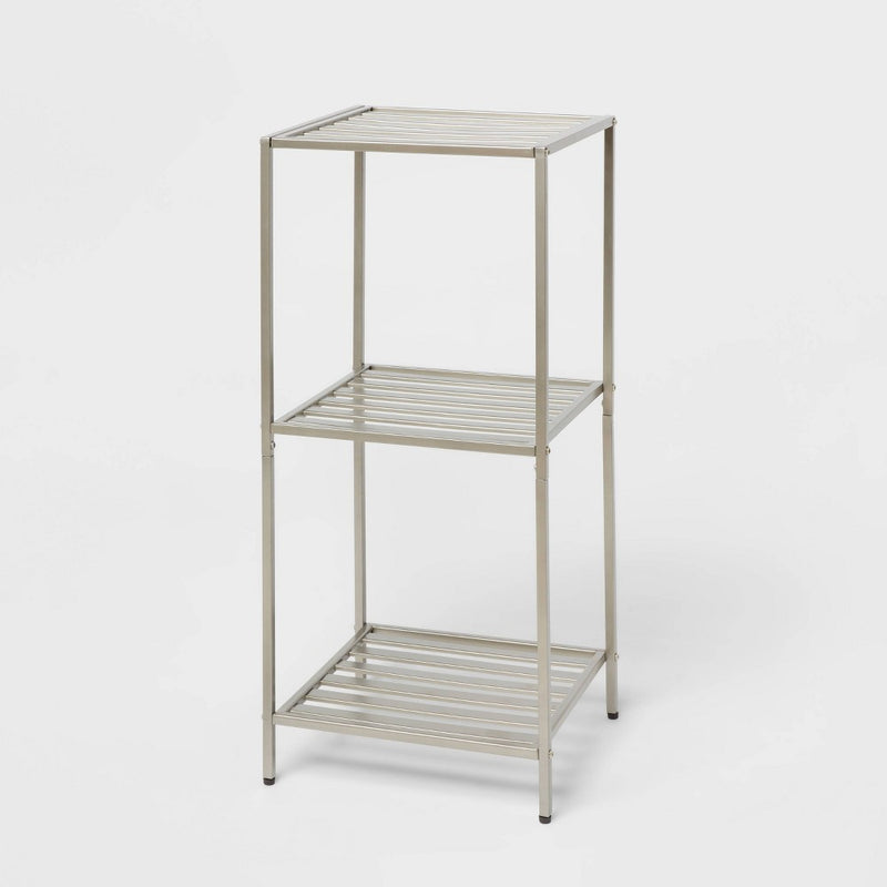 Short Bath Storage Tower Brushed Nickel Metal - Brightroom