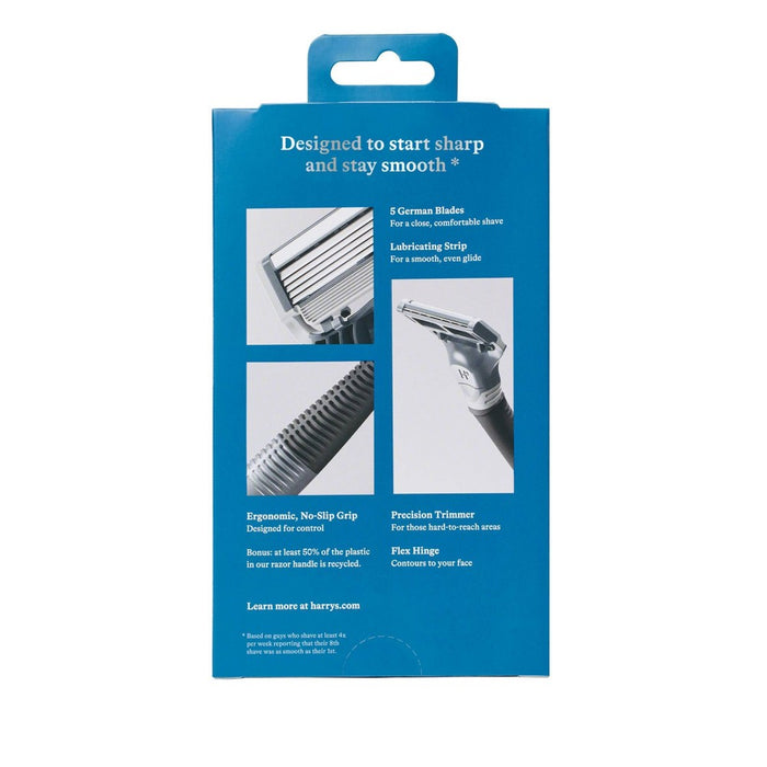 Harry's 5-Blade Men's Razor - 1 Razor Handle + 2 Razor Blade Cartridges - Charcoal