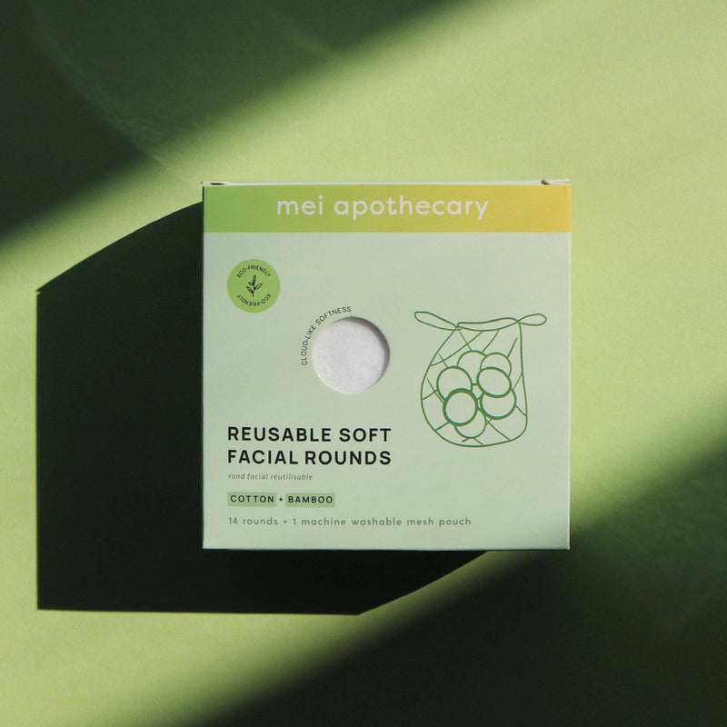 Mei Apothecary Reusable Soft Facial Rounds with Machine Washable Bag - 14ct
