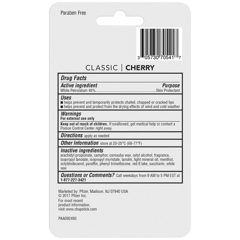 Chapstick Classic Lip Balm Blister Pack - Cherry - 3ct/0.45oz