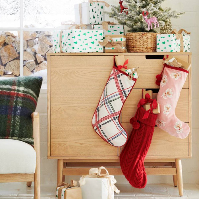 Cable Knit Christmas Stocking Red - Wondershop