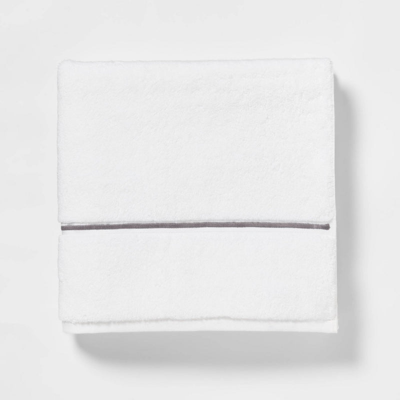 Spa Plush Bath Towel Dark Gray Embroidered - Threshold