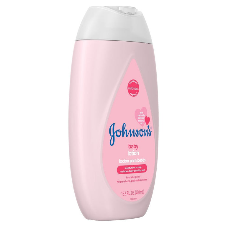 Johnson's Moisturizing Mild Pink Baby Body Lotion, Coconut Oil for Delicate Skin, Hypoallergenic - 13.6 fl oz