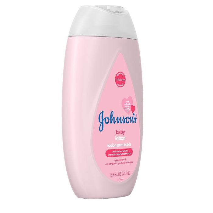 Johnson's Moisturizing Mild Pink Baby Body Lotion, Coconut Oil for Delicate Skin, Hypoallergenic - 13.6 fl oz