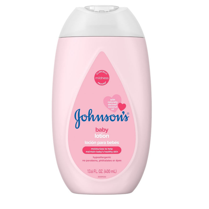 Johnson's Moisturizing Mild Pink Baby Body Lotion, Coconut Oil for Delicate Skin, Hypoallergenic - 13.6 fl oz