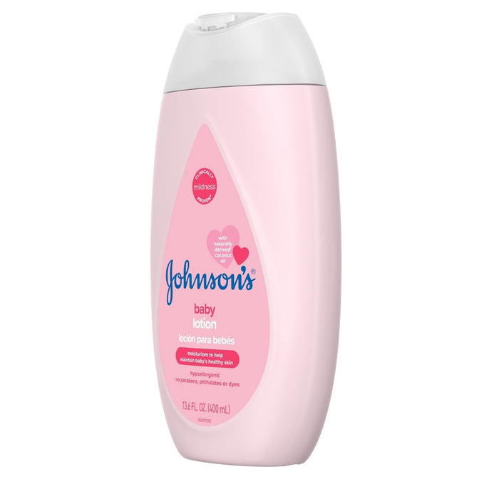 Johnson's Moisturizing Mild Pink Baby Body Lotion, Coconut Oil for Delicate Skin, Hypoallergenic - 13.6 fl oz