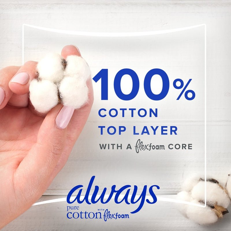 Always Pure Cotton Extra Heavy Flow Maxi Pads - Size 3 - 22ct