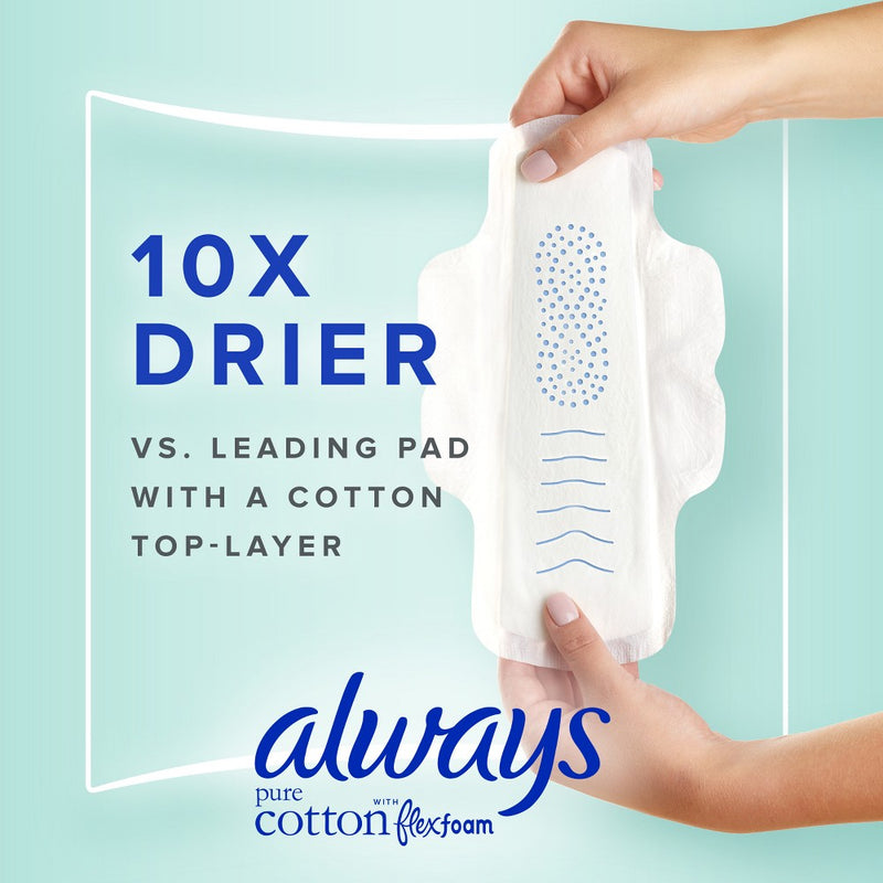 Always Pure Cotton Extra Heavy Flow Maxi Pads - Size 3 - 22ct