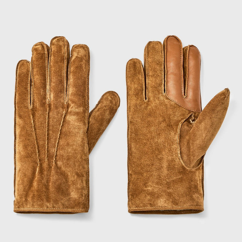 Men's Faux Shearling Lined Pig Suede Gloves - Goodfellow & Co Brown M/L