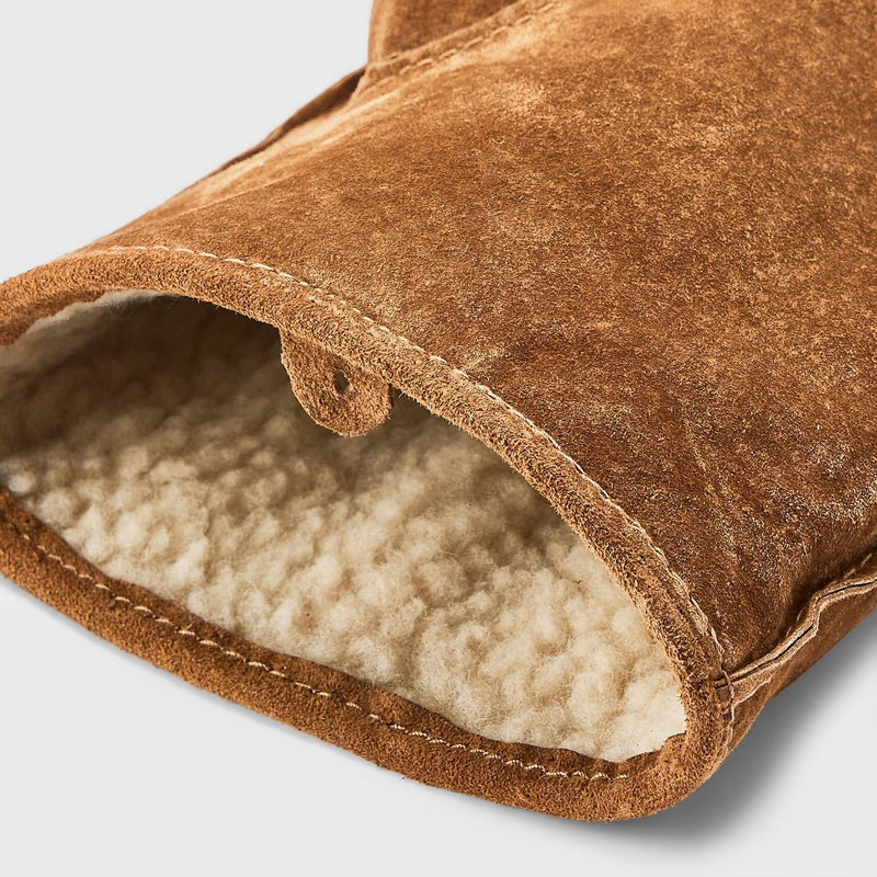 Men's Faux Shearling Lined Pig Suede Gloves - Goodfellow & Co Brown M/L
