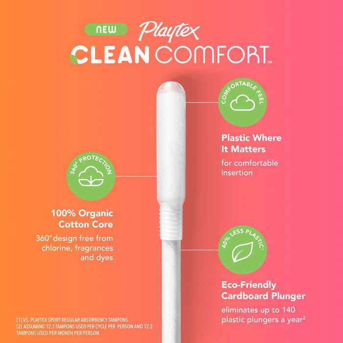 Playtex Clean Comfort Organic Tampons - Super - 30ct