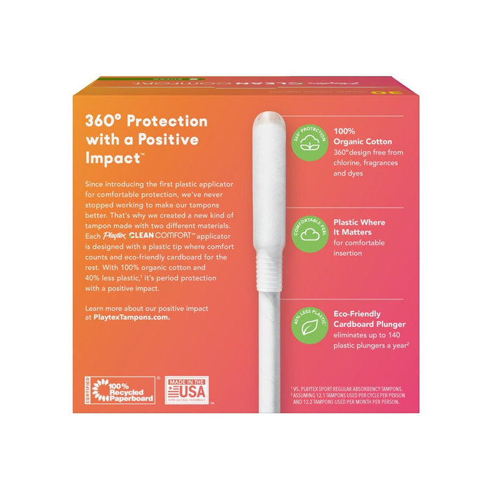 Playtex Clean Comfort Organic Tampons - Super - 30ct