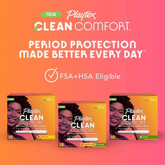 Playtex Clean Comfort Organic Tampons - Super - 30ct