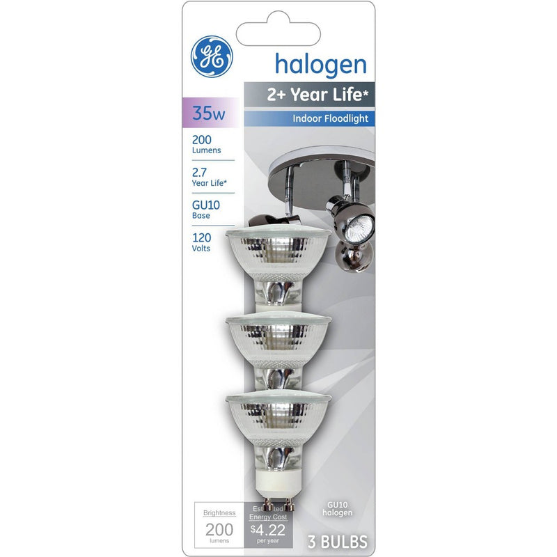 GE 35w 3pk GU10 Halogen Light Bulb White
