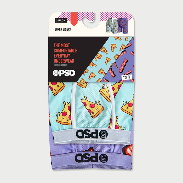 PSD Boys' 2pk Pizza Bacon Underwear - Purple/Aqua Blue L