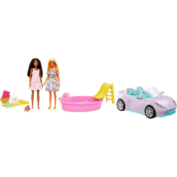 Two Barbie Dolls with Pool, Clothes and Barbie Car (Target Exclusive)