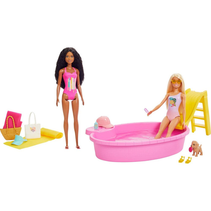 Two Barbie Dolls with Pool, Clothes and Barbie Car (Target Exclusive)